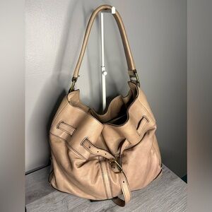 AUTHENTIC Burberry Beige Lambskin Leather Hobo Bag